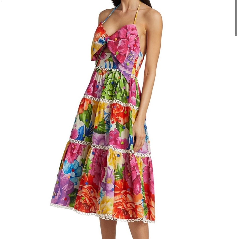 Farm Rio Rainbow Chita Floral-Print Midi Dress